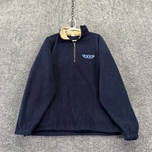 Vintage Quarter Zip Fleece Mens L Navy Blue Reno Pullover Made in USA